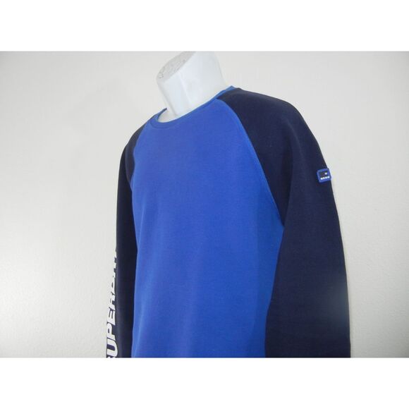 SUPERDRY Sport Men Sweatshirt Sz XL Gym Pullover  Black Blue Adult Logo Cotton - Picture 2 of 6